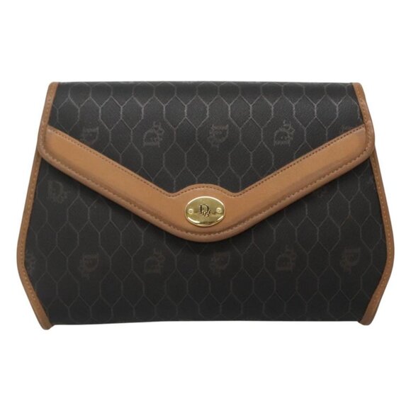 Christian Dior Honeycomb Canvas Shoulder Bag PVC Black - Picture 2 of 16